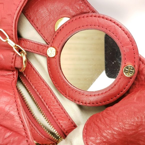 Tory Burch Dafina Red Hobo Bag Tote Handbag and Dustbag - Picture 7 of 11